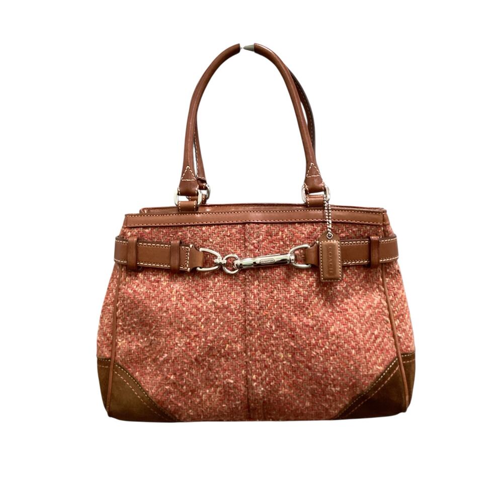 Vintage Coach Purse Women’s 1Size F11215 Y2K Hamptons Herringbone Fabric&Leather
